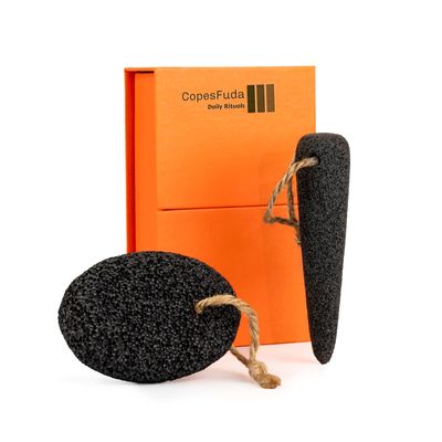 CopesFuda Natural Volcanic Pumice Stone for Feet &amp; Hands. Foot Scrubber for Dead Skin Remover &amp; Deep Cleansing, Cone Shape Stone for Hard-to-Reach Areas Corn Removal, 2 Pieces with Bamboo Charcoal