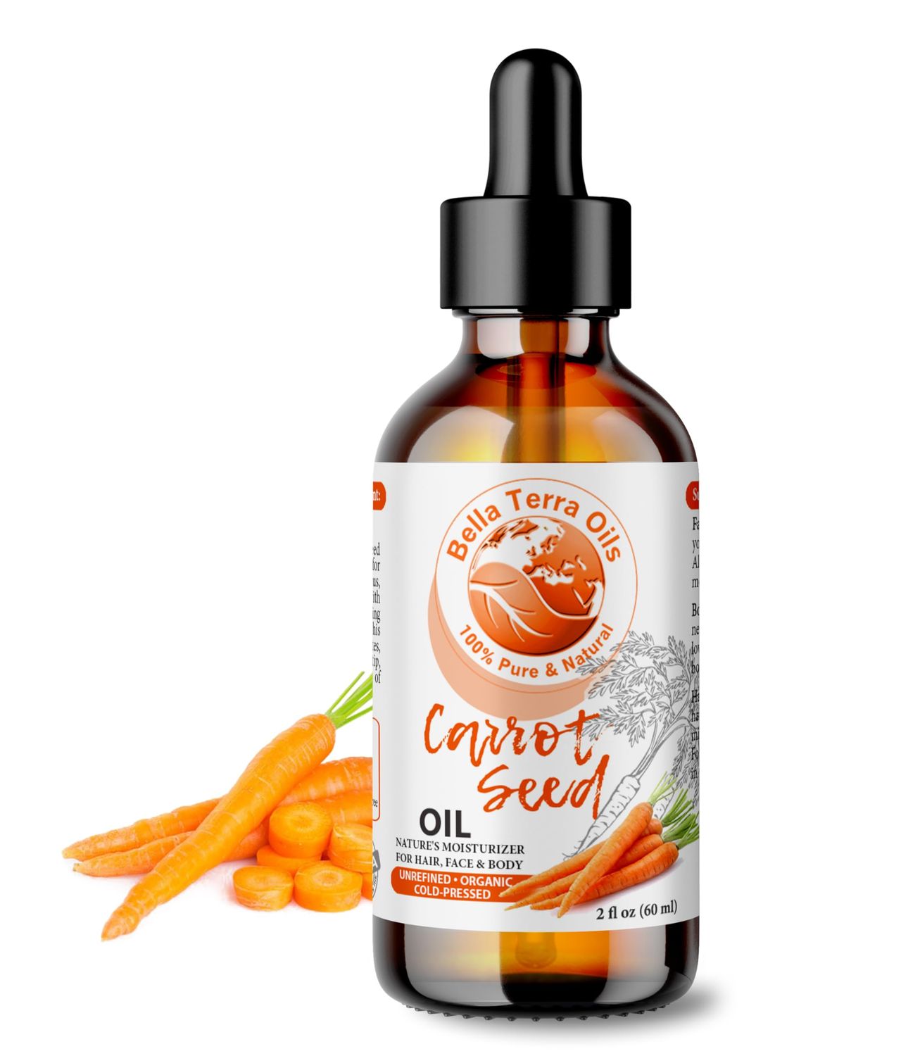 Bella Terra Oils - Organic Carrot Seed Oil 2oz - Enriched with Carotene &amp; Essential Nutrients, Elevate Your Skin Care Regimen with This Luxurious Oil