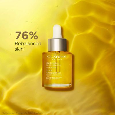 Clarins Lotus Face Oil Treatment | Hydrates, Tones and Balances Skin | Visibly Tightens Pores | Minimizes Fine Lines |Skin Is Immediately Velvety*|100% Natural Plant Extracts |Oily To Combination Skin