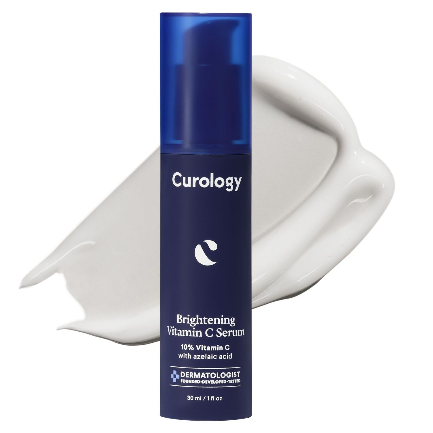 Curology Brightening Vitamin C Serum, 10% Vitamin C with Azelaic Acid, Visibly Evens Skin Tone, Smooths Texture, and Calms Redness, Milky Texture, 1 fl oz