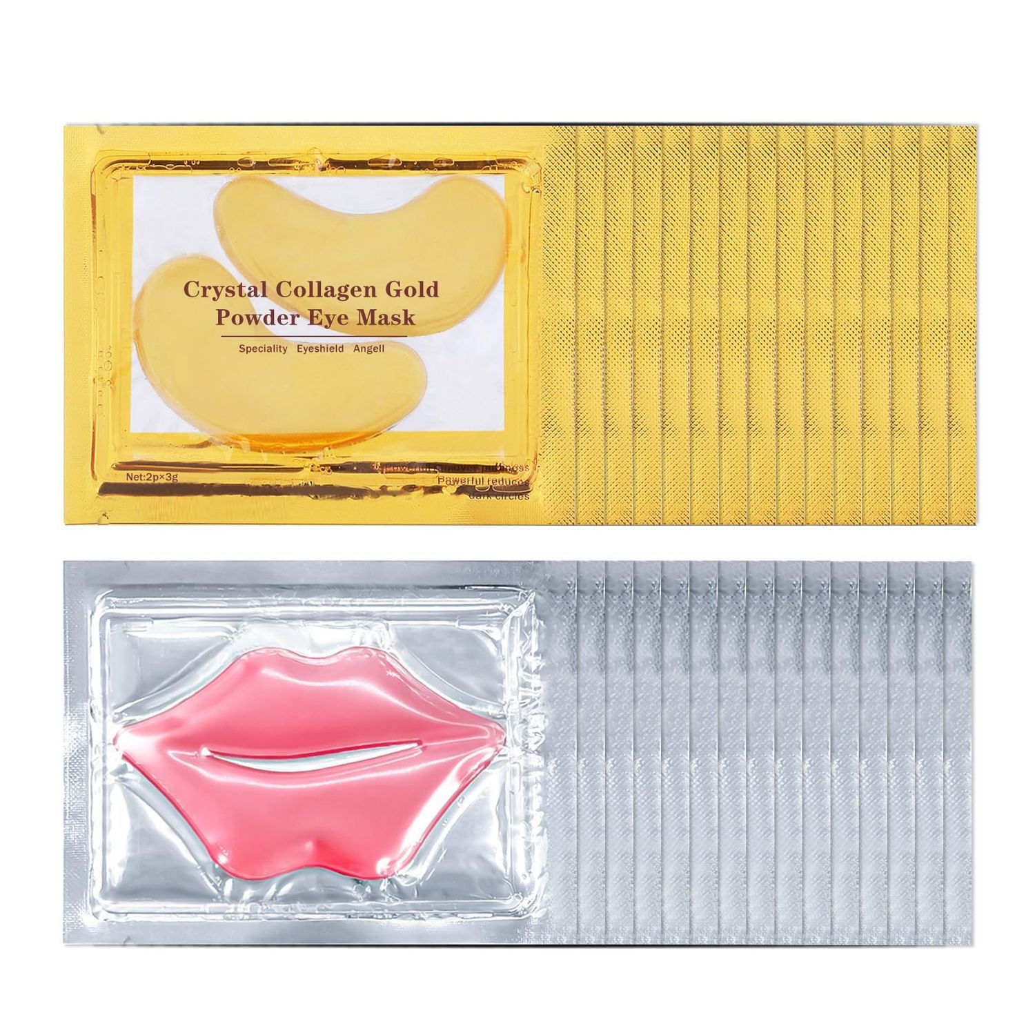 AOAZXBB 30 PCS Lip Mask Under Eye Mask 24K Gold Eye Mask,Moisturizing Nourishing Lip Mask for Dry Lips Collagen Lip Mask Reduce Lip Lines,Eye Patches for Puffy Eyes Dark Circles