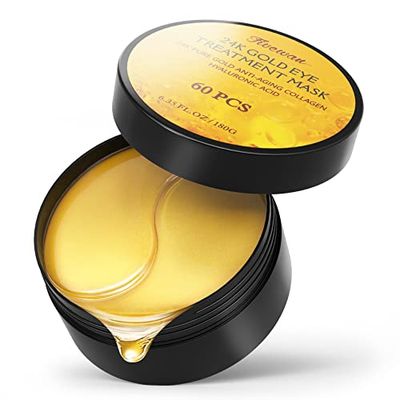 Fivewan 24k Gold Under Eye Patches - 60 Pcs Eye Mask Pure Gold Anti-Aging Collagen Hyaluronic Acid Under Eye Mask for Removing Dark Circles, Puffiness &amp; Wrinkles Refresh Your Skin