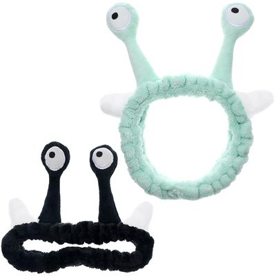 Beaupretty 2 Pack Women&#39;s Spa Headbands, Alien Cartoon Snail Facial Hairbands, Funny Hair Hoops for Skincare