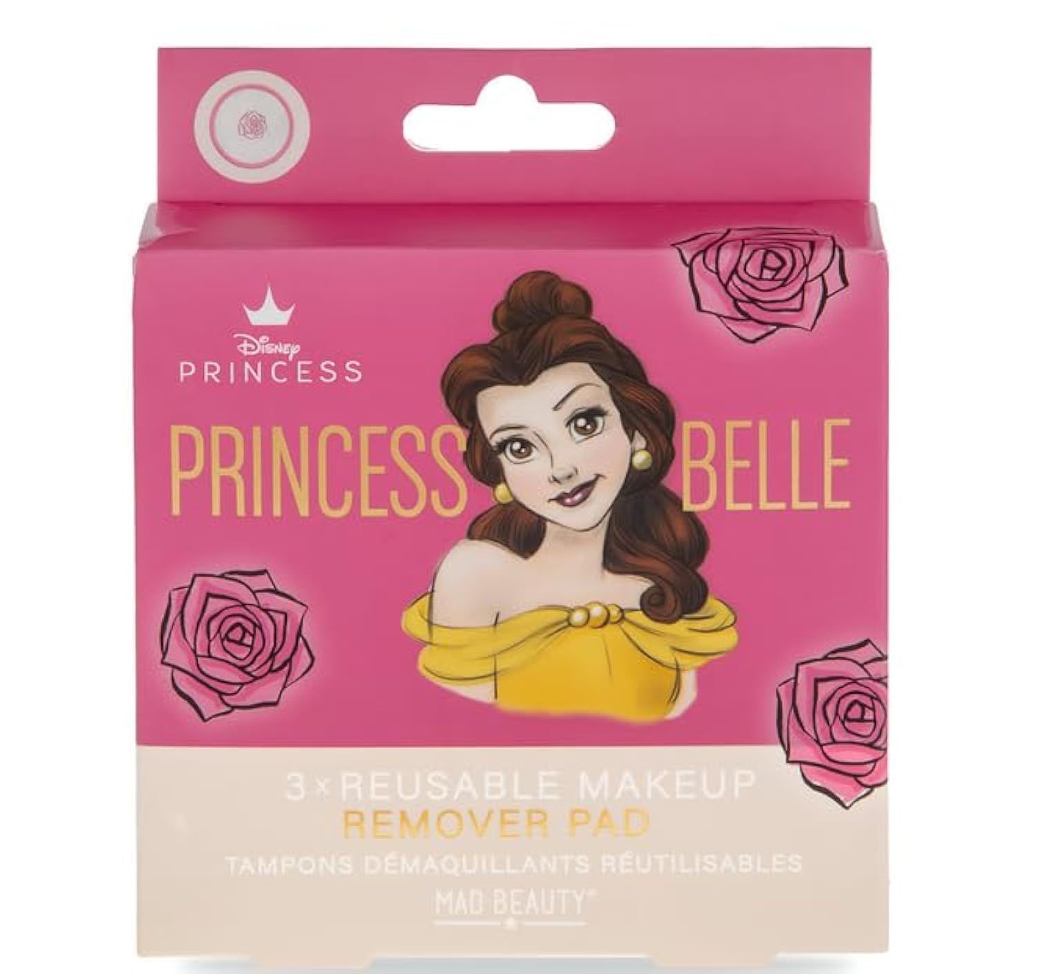 Disney Princess Beauty &amp; The Beast Belle Reusable Makeup Remover Pads (3-Pack) - Mad Beauty - Novelty Beauty, Cosmetic, and Skincare Gifts for Women, Adults, and Kids