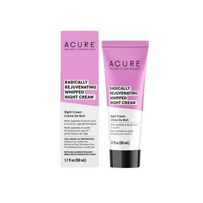 ACURE Radically Rejuvenating Whipped Night Cream - Anti-Aging Support, Multi-Peptides, Ferulic Acid &amp; Vitamin C - Ultimate Night Repair, Hydrate and Rejuvenate - Vegan Plant Based-Infused - 1.7 Fl Oz