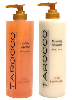 Baronessa Cali Tarocco Skin Care Set: Sicilian Blood Oranges Nourishing Moisturizer Body Lotion + Cleansing Body Wash - 16 Ounce
