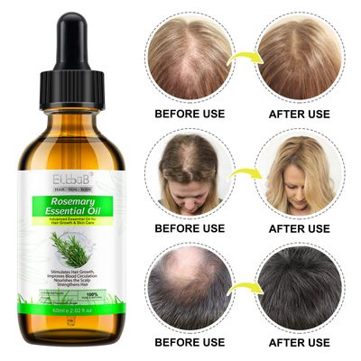 ELBBUB 100% Pure Rosemary Essential Oil for Skin Care & Stimulates Hair Growth for Men Women -60ml, Nourishes The Scalp, , Versatile Usage for Eyebrow and Eyelash