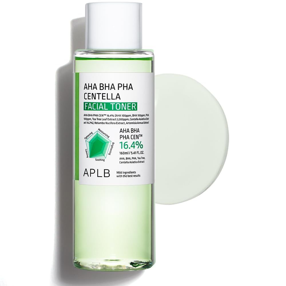 APLB AHA BHA PHA Centella Facial Toner | AHA BHA PHA CEN 16.4% 5.41 FL.OZ/Korean Skincare, Exfoliant, Replenishing Moisture, Revitalize for Gentle and Improve Skin Texture