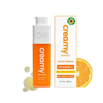 Creamy Vitamin C Face Serum, 10% Vitamin C, Vitamin C Serum for Glowing and Radiant Skin, Even Skin Tone, Prevent Premature Aging, All Skin Types, 1 fl oz/30mL