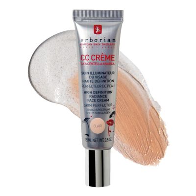 Erborian Color Correcting CC Cream with Centella Asiatica, Fair (Clair) - Light Multi-Purpose Facial Concealer with Illuminating Finish Soothes &amp; Hydrates - SPF Korean Skincare Skin Perfector - 0.5 Oz