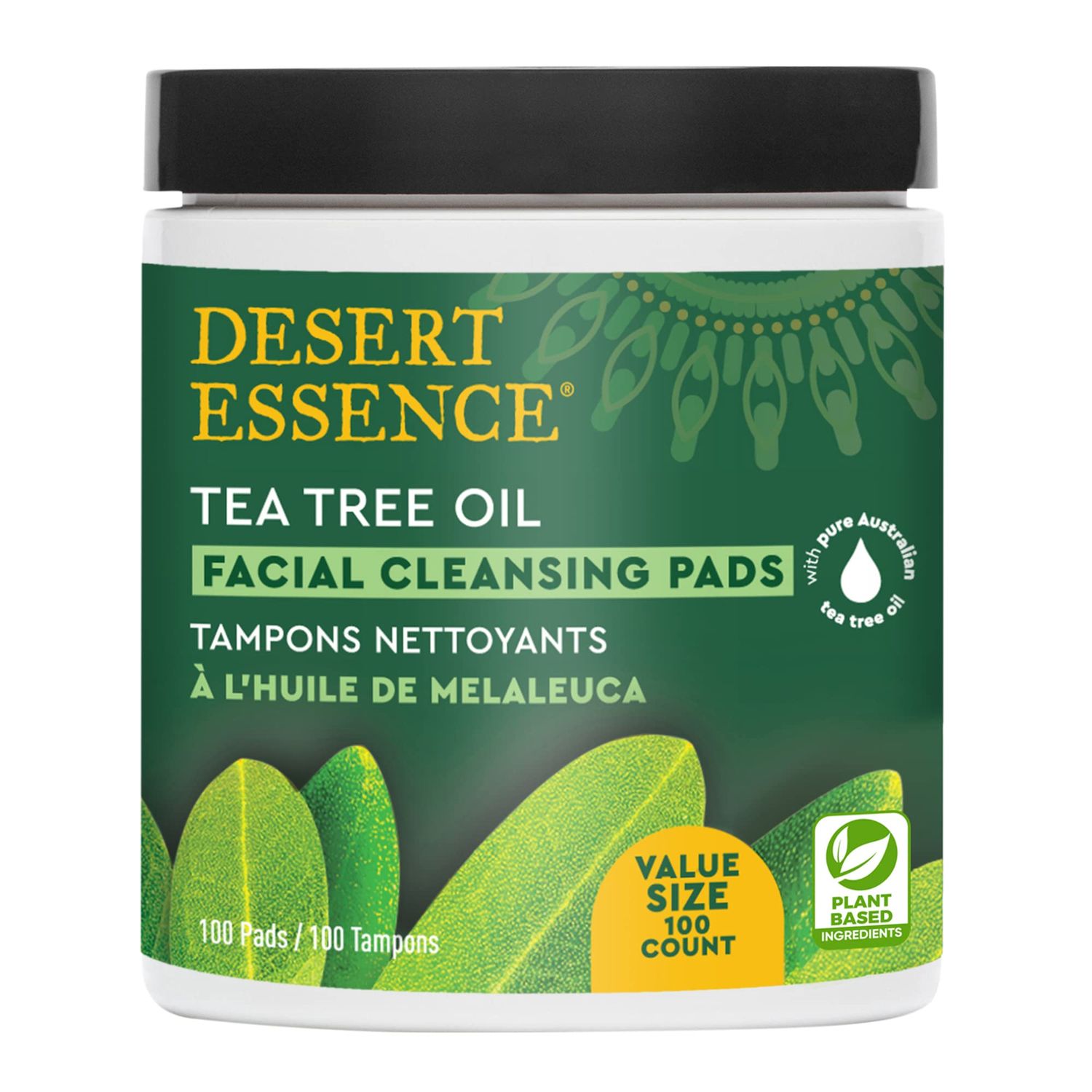 Desert Essence Tea Tree Facial Cleansing Pads 100 Pads Container