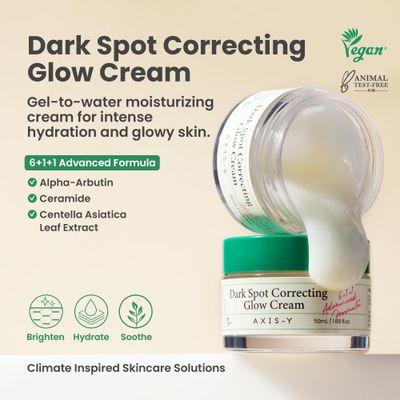 AXIS-Y Dark Spot Correcting Glow Cream with 2% Alpha-Arbutin, 5% Niacinamide &amp; Ceramide | Brightening &amp; Hydrating Face Moisturizer | Vegan &amp; Cruelty-Free Korean Skin Care | 50ml / 1.69 fl. oz.