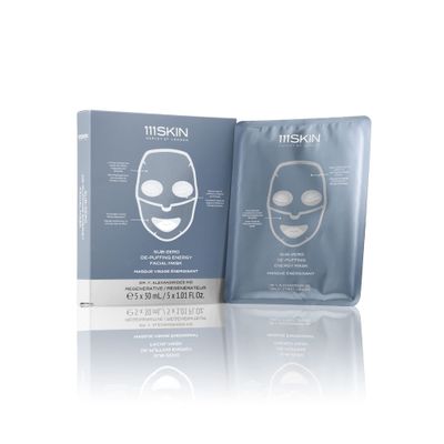 111SKIN Sub-Zero De-Puffing Energy Facial Mask | Fragrance Free | Tighten, De-Puff &amp; Refresh | Peptides &amp; Caffeine | Set of 5 (1 oz each)