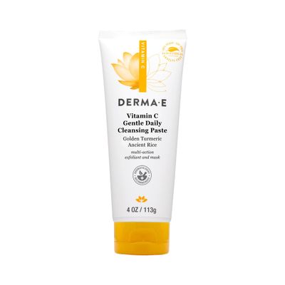 Derma E Vitamin C Gentle Daily Cleansing Paste - Vitamin C Face Mask or Cleanser with Turmeric - Facial Mask Brightens &amp; Clarifies, 4.0 Oz