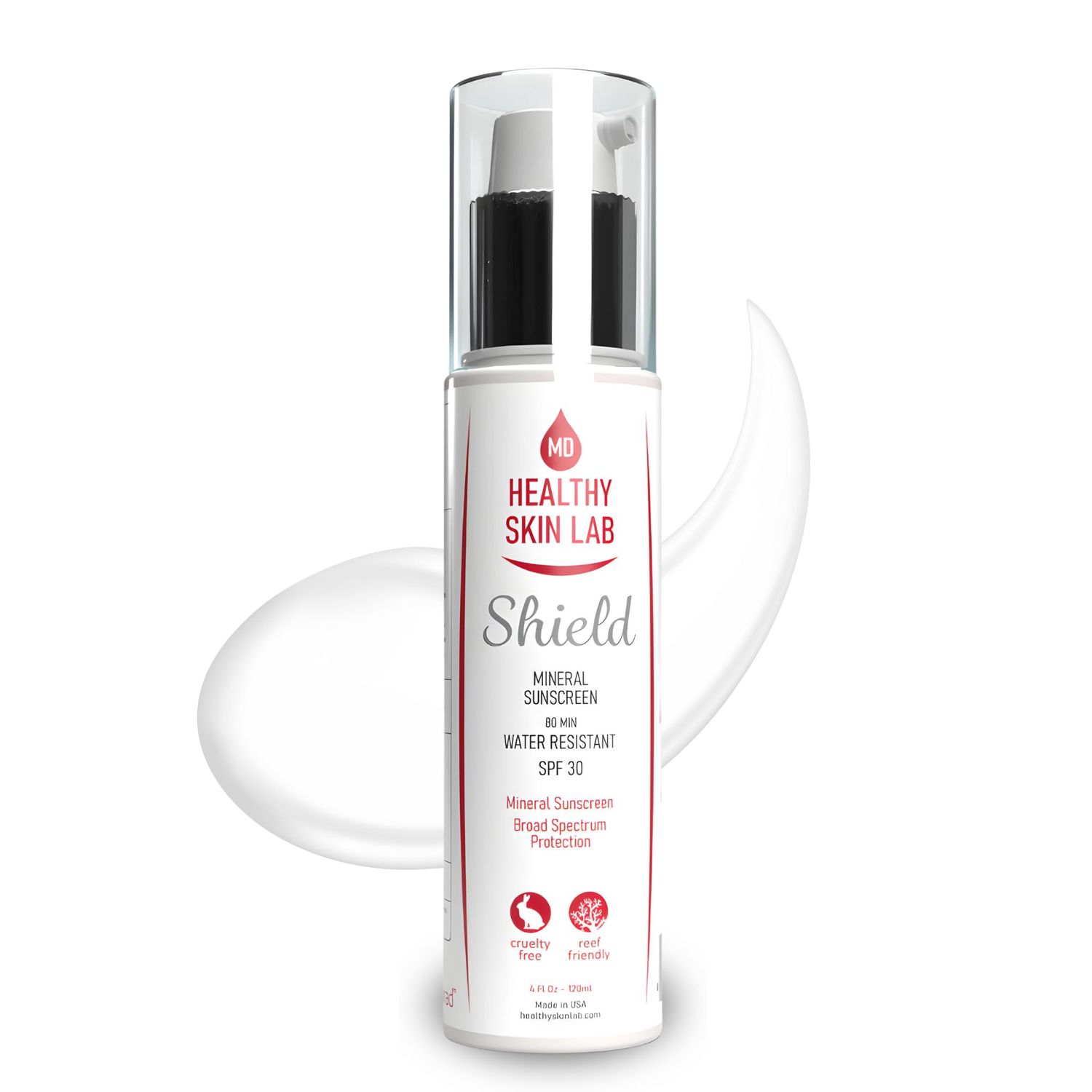 Healthy Skin Lab Shield, Moisturizer &amp; Mineral Sunscreen SPF 30, Broad Spectrum For Face &amp; Body, Zinc Oxide &amp; Titanium Dioxide For Protecting &amp; Hydrating Sensitive Skin, Dermatologist Recommended, 4oz
