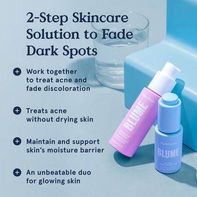 Blume Treat and Fade Skin Care Set - Meltdown Face Oil & Milky Fade Acne Scar Care - 2 Step Skin Care Kit to Help Fade Dark Spots, Repair Skin Barrier & Brighten Complexion (2 Count)