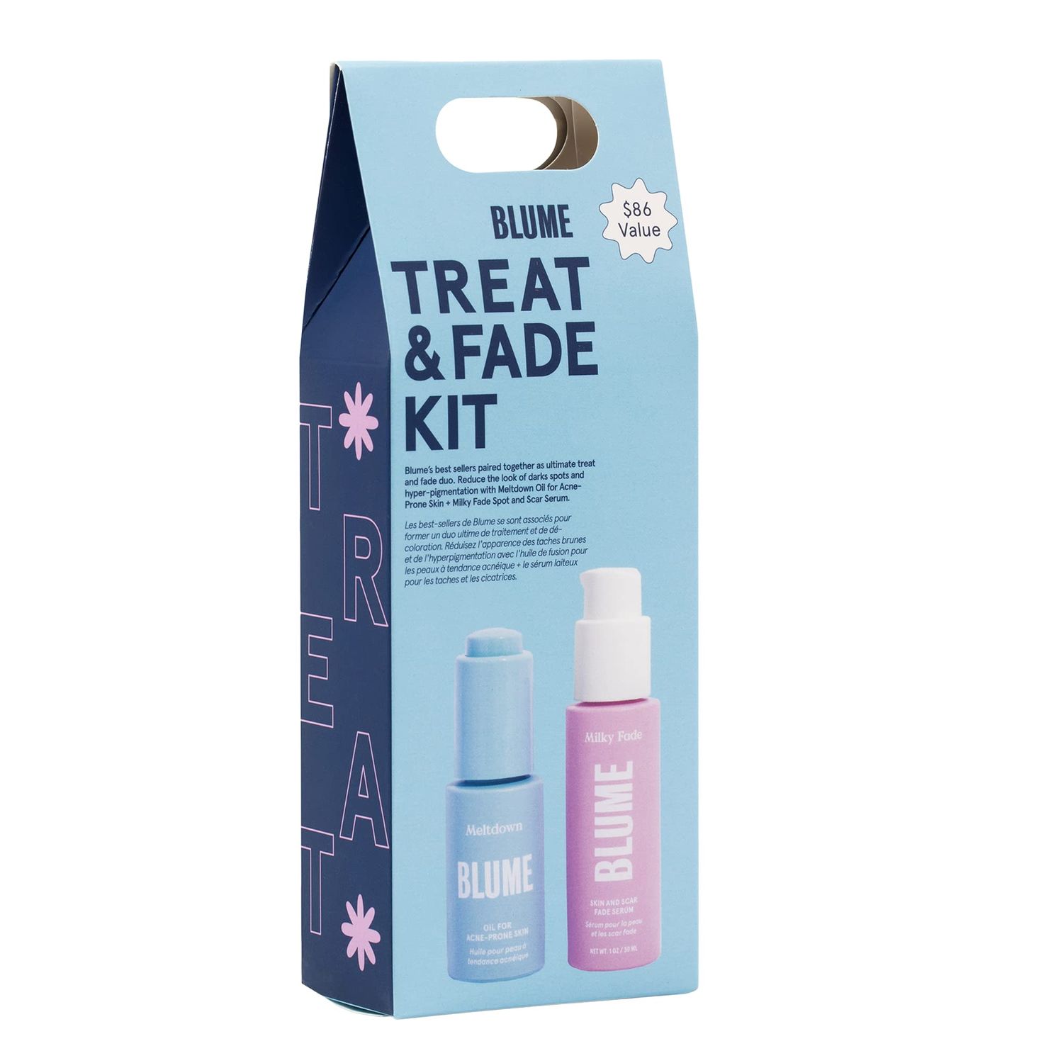 Blume Treat and Fade Skin Care Set - Meltdown Face Oil &amp; Milky Fade Acne Scar Care - 2 Step Skin Care Kit to Help Fade Dark Spots, Repair Skin Barrier &amp; Brighten Complexion (2 Count)