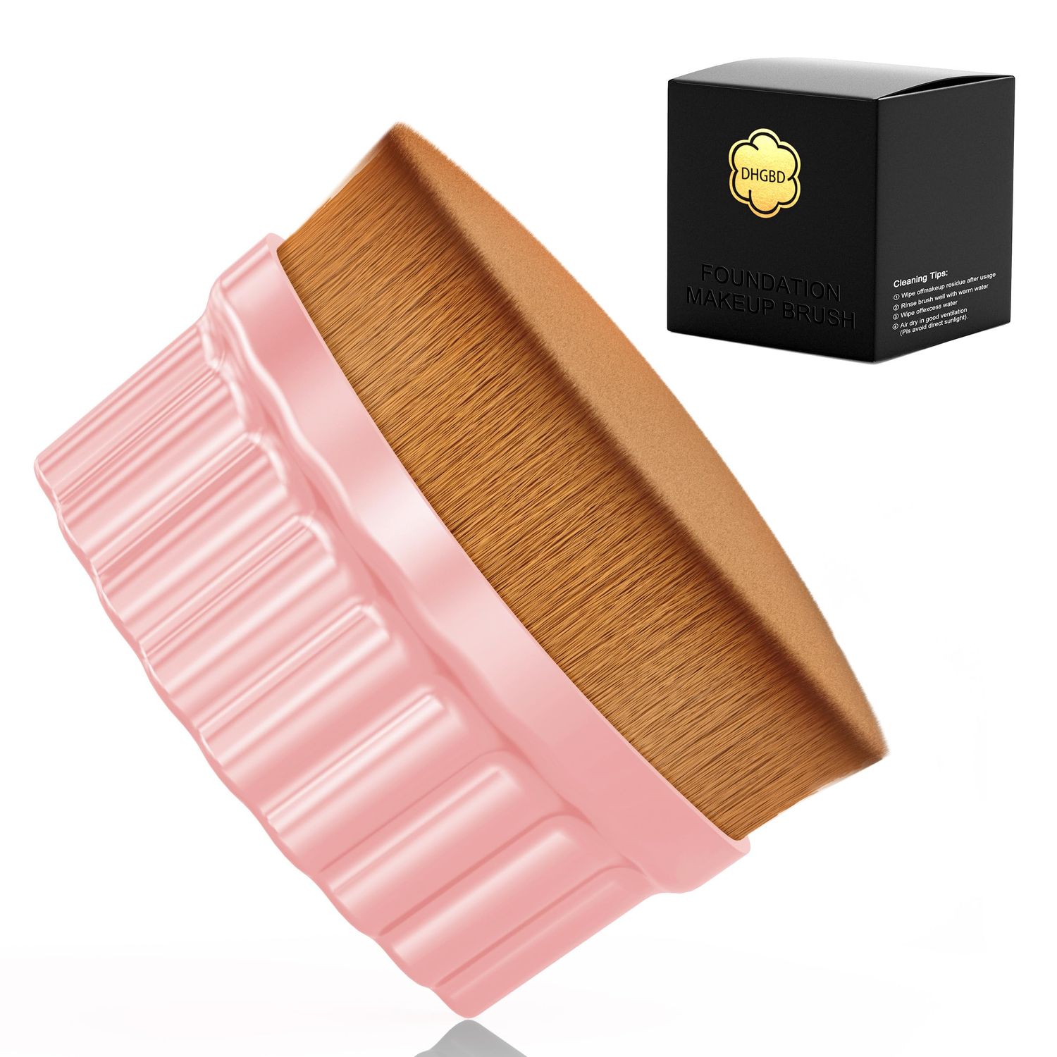 DHGBD Foundation Makeup Brush, Flat Top Kabuki Brush for Face &amp; Bodycare Application, Dense Makeup Blush Brush for Blending Liquid, Cream, Powder Cosmetics, Self Tanning Brush Applicator (Pink)