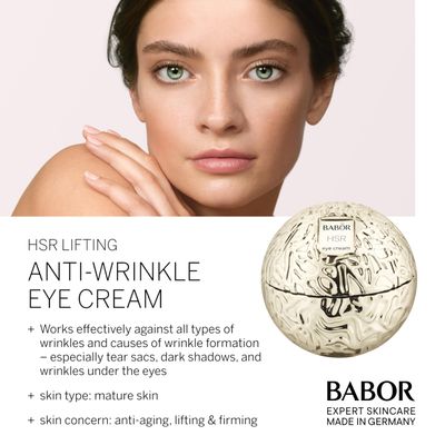 BABOR HSR Lifting Eye Cream, Anti Aging Eye Cream Instantly Minimizes Wrinkles Bags &amp; Dark Circles, Eyelid Cream, Infused with Collagen to Smooth and Firm Under Eye, 1 oz