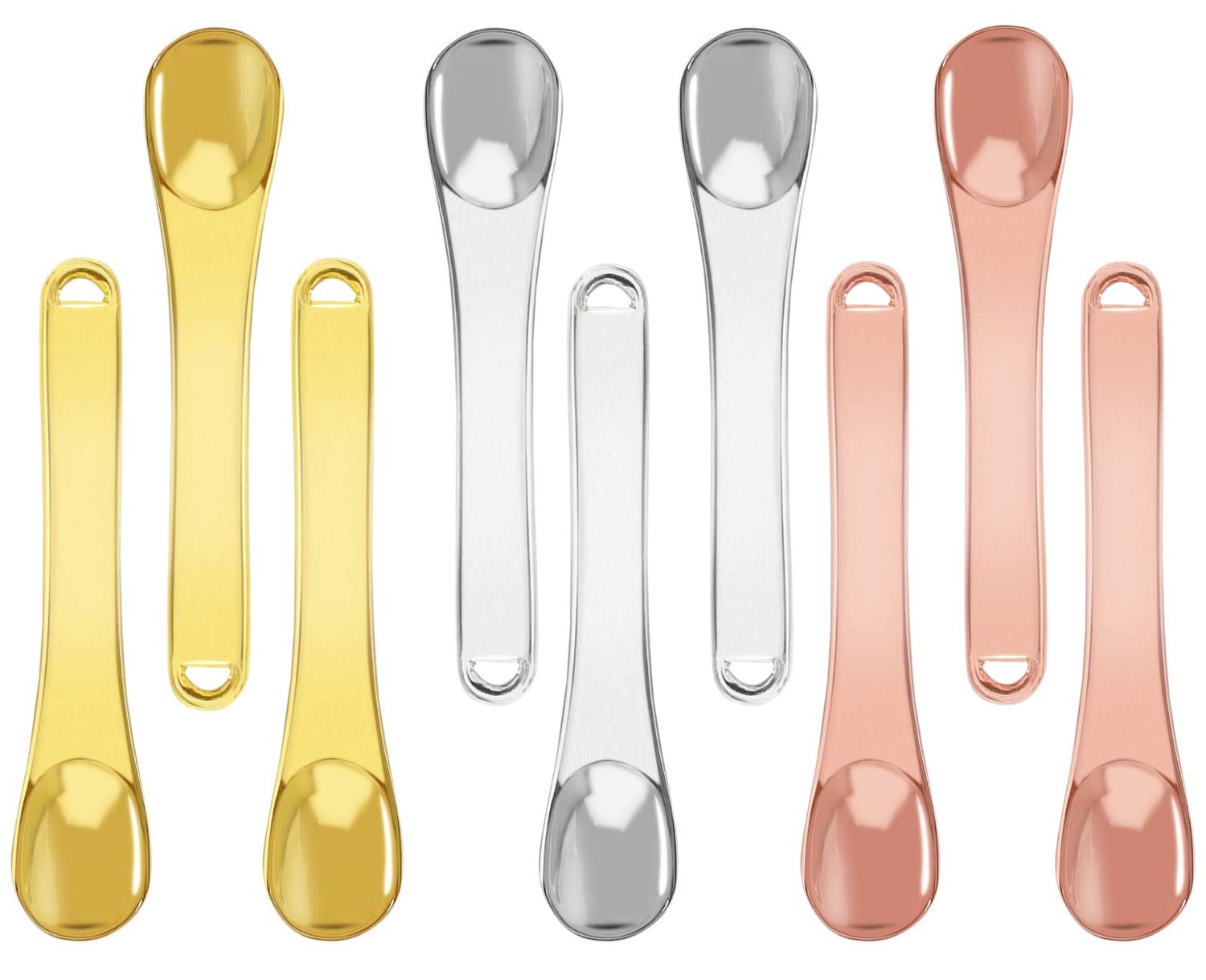 9 Pack Metal Cosmetic Skincare Spatula, Makeup Beauty Scoop, Mini Mask Facial Reusable Spoon, Mixing Stick Applicator for Facial Cosmetic, Cream, Lotions, Moisturizer (Rose Gold, Gold, Silver)