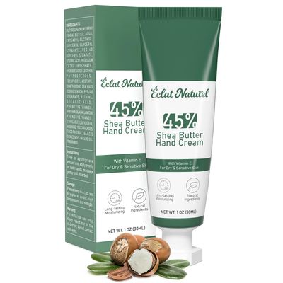 CLAT NATUREL Shea Butter Hand Cream, Made with 45% Shea Butter and Vitamin E Hand Moisturizer, Deep Moisturizing Dry Hands, Mini Hand Lotion Travel Size, 1 Fl Oz