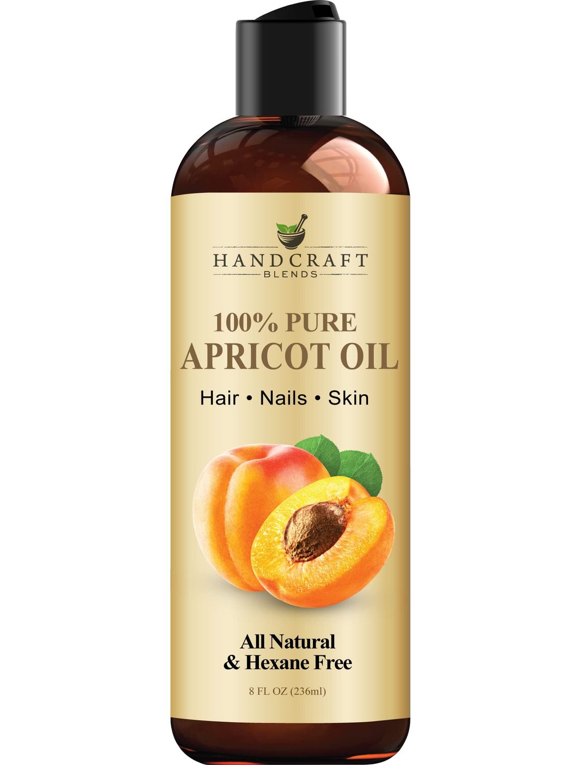 Handcraft Blends Apricot Kernel Oil - Cold-Pressed 8 Fl Oz - 100% Pure and Natural - Premium Grade Carrier Oil for Skin and Hair - Hair and Body - Massage - Hexane-Free