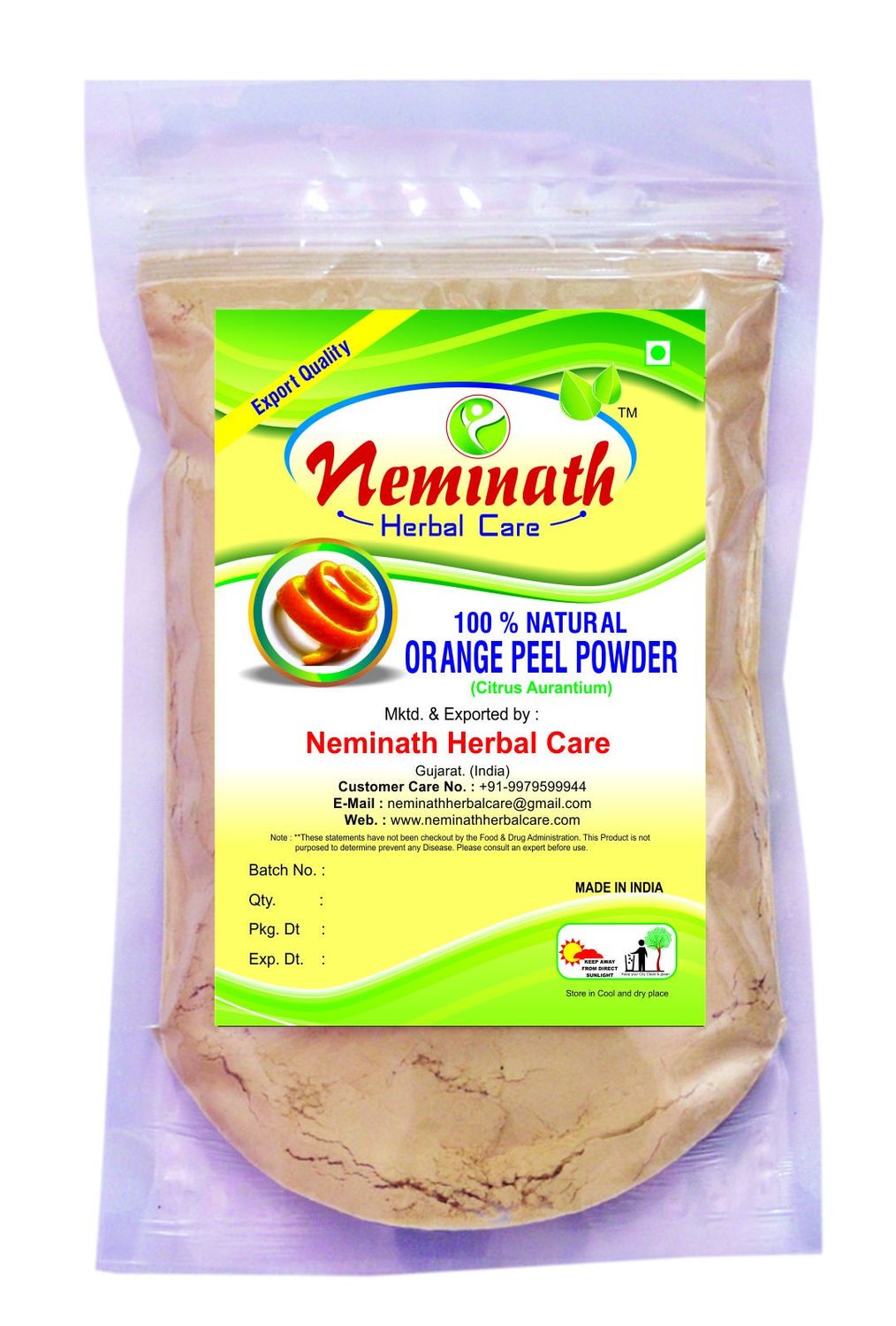 100% Natural Orange Peel CITRUS AURANTIUM 1/2 lb / 8 ounces / 227 g)