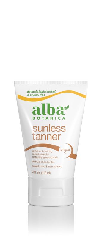 Alba Botanica Sunless Tanner, Gradual Bronzing Moisturizer, with Vitamin C and Shea Butter, 4 Oz (Packaging May Vary)