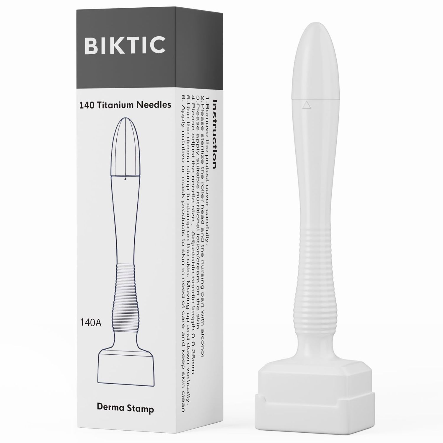 140 Titanium Derma Stamp,Microneedle Stamp 0.25 mm, Microneedling Roller for Men and Women Home Use