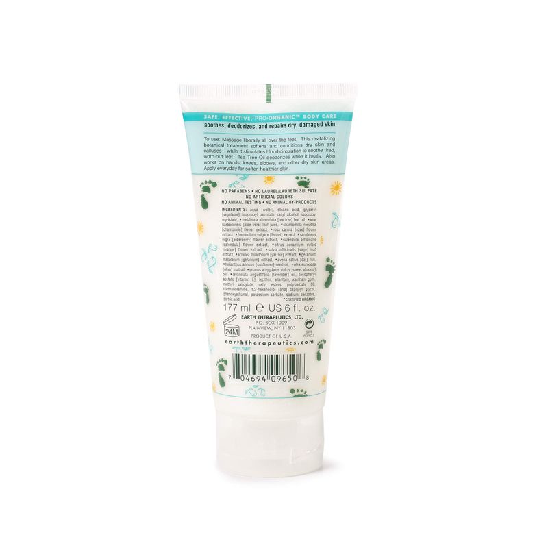 Earth Therapeutics Tea Tree Oil Foot Balm - Australian Tea Tree Oil w/Aloe Vera &amp; Chamomile - Hydrates, Softens &amp; Conditions Dry Cracked Feet, Heel and Calluses - Soothe Irritated Skin - 6 Ounces