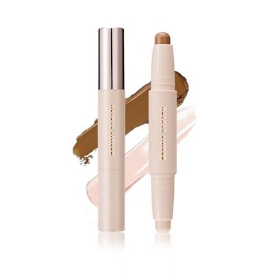 Cream Contour Sticks,Shades with Highlighter &amp; Bronzer,Non-greasy and Waterproof Contouring Pen,Easy to Sculpt the Face and Create a Lightweight Finishing Makeup (02#Bronzer contour and glow sticks)