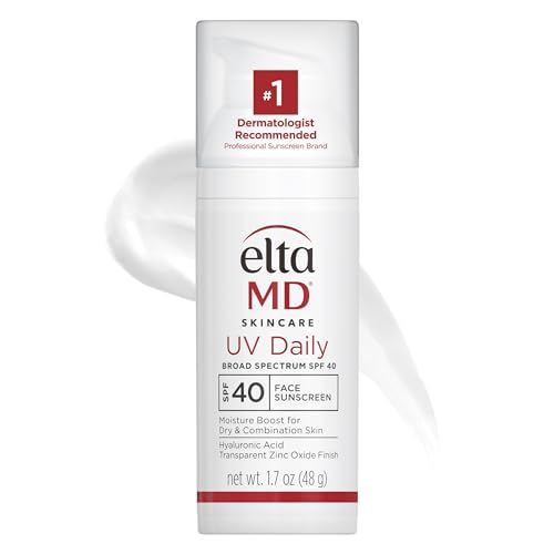 EltaMD UV Daily SPF 40 Face Sunscreen Moisturizer with Zinc Oxide, Daily Face Moisturizer with SPF, Sunscreen, 1.7 oz Pump