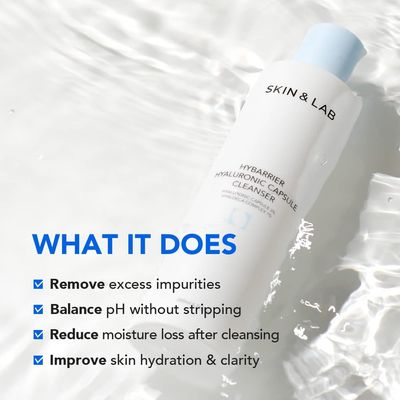[SKIN&amp;LAB] Hybarrier Hyaluronic Capsule Cleanser| Daily Gel Cleanser Infused with Hyaluronic Capsule and Hyaldeca Complex | For All Skin Types | 6.76 fl.oz