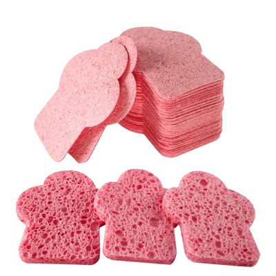 50-Count Makeup Sponge, Facial Sponges Compressed Make Up Sponges for Face Compress Exfoliating Removal Blender Makeup Sponge (Half Flower - Pink)
