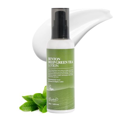 BENTON Deep Green Tea Face Moisturizer 4.05 fl.oz | Hydrating Korean Green Tea Face Lotion | Soothing &amp; Refreshing Moisturizer for Acne Prone Skin