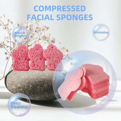 50-Count Makeup Sponge, Facial Sponges Compressed Make Up Sponges for Face Compress Exfoliating Removal Blender Makeup Sponge (Half Flower - Pink)