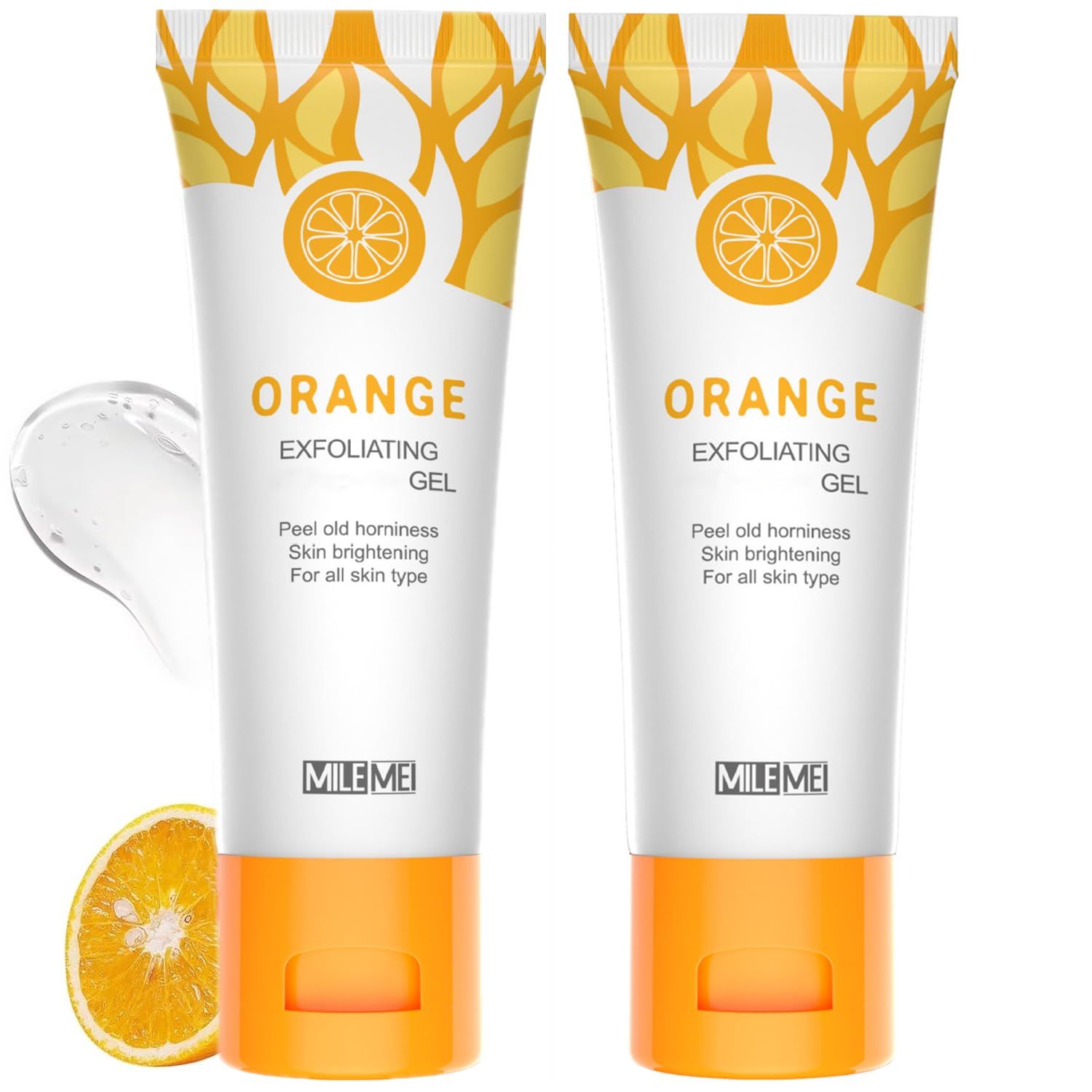 2PC  Orange Exfoliating Whitening Gel Scrub Face Body Skin,Natural Orange Peeling Gel Face Scrub,Deep Cleansing Moisturizing Facial Exfoliator, Gluta Gmeelan Orange Exfoliating Whitening Scrub
