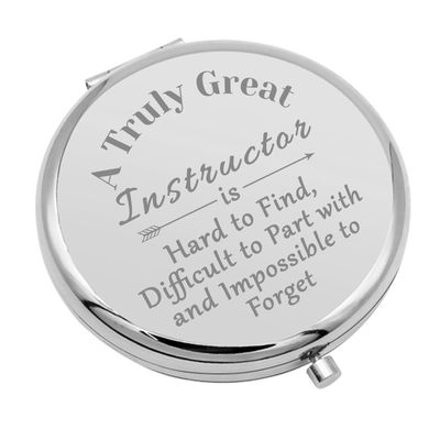 Gift for Instructor from Student Travel Makeup Mirror Instructor Thank You Gifts Retirement Gifts for Instructor Appreciation Gifts Portable Makeup Mirror Graduation Christmas Birthday Gifts(Silver)