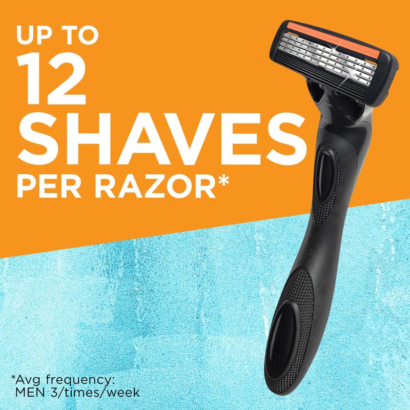 BIC Flex 4 Refillable Razors for Men, Long-Lasting 4 Blade Razors for Sensitive Skin, 1 Handle and 4 Cartridges, 5 Piece Shaving Gift Set