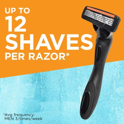 BIC Flex 4 Refillable Razors for Men, Long-Lasting 4 Blade Razors for Sensitive Skin, 1 Handle and 4 Cartridges, 5 Piece Shaving Gift Set