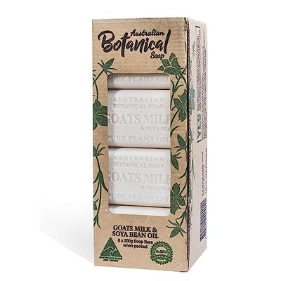Australian Botanical Goat Milk Soap Set 6.8 OZ Bars, Pack of 8, Triple Milled Bar Soap with Soya Bean Oil and Organic African Shea Butter, Natural Soap for all Skin Types, Packaging May Vary