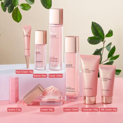8-Pcs Skincare Set Anti Aging Skin Daily Care Routine Kit with Vitamin C and Peptides Facial Cleanser Eye Mask Toner Serum Eye Cream Lotion Cream Lady Cream Lipstick Gifts Sets for Valentine's Day