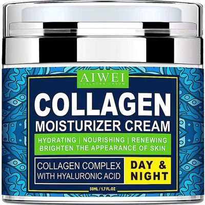 AIWEI Face Moisturizer Collagen Cream - Moisturizing, Hydrating &amp; Recovery - Day Night Face Cream with Retinol and Hyaluronic Acid for Men &amp; Women - 1.7 oz