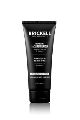 Brickell Men&#39;s Daily Defense SPF20 Face Moisturizer for Men, Natural &amp; Organic, Zinc Oxide Face Moisturizing Mineral Sunscreen, Hydrates &amp; Protects Skin Against Harmful UVA/B rays, 3.4oz, Unscented