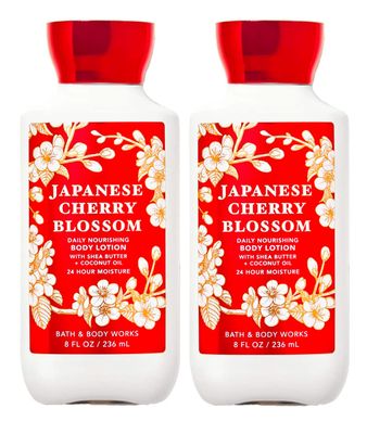 Bath &amp; Body Works Japanese Cherry Blossom Signature Collection Body Lotion 8 fl oz (236 ml) - New Formula (2 Pack)