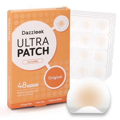 Dazzlook Ultra Pimple Patches - Hydrocolloid Acne Patch for Covering Zits and Blemishes Breakouts Spot Acne Dots Stickers for Face and Skin (48 counts) Day and Night Use