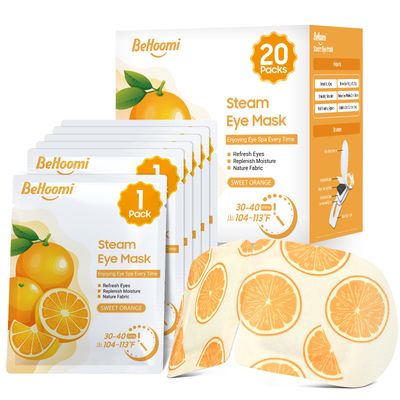 BeHoomi 20 Packs Steam Eye Mask, Heated Eye Mask Warm Compress for Eyes, Disposable Self Heating Eye Mask for Sleep, Travel Essentials &amp; Relaxation Gifts for Women, Stocking Stuffers (Sweet Orange)
