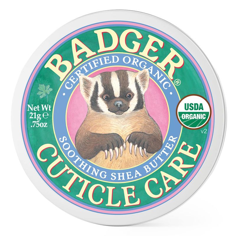 Badger Organic Cuticle Care Balm - Natural Nail Care Cream with Shea Butter, Vitamin-Rich Seabuckthorn Extract to Strengthen, Soothe &amp; Restore Dry &amp; Splitting Cuticles - Light Citrus Scent - .75oz