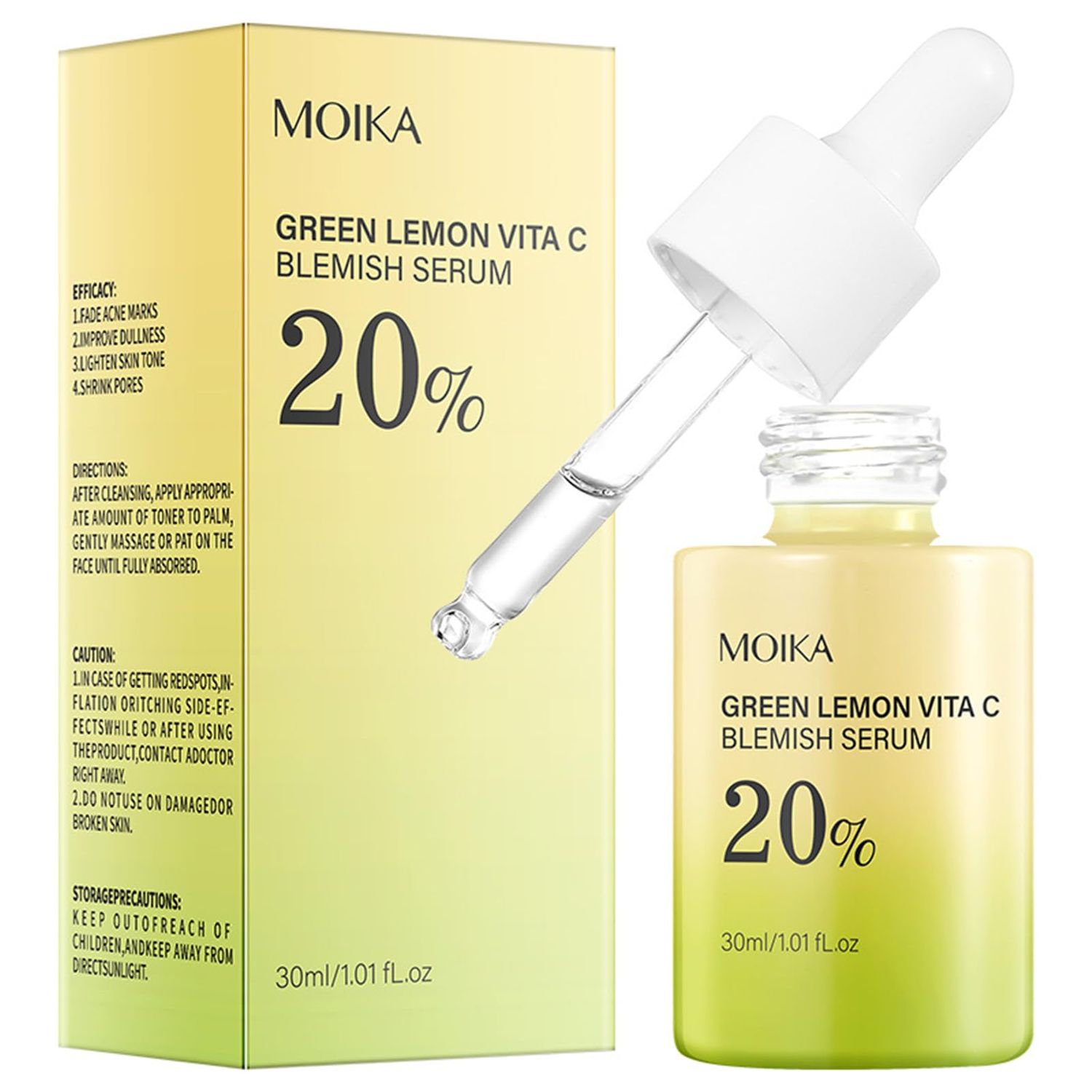 Green Lemon Vitamin C Facial Serum,Hydrating and Firmming,Reduce Wrinkles,SkinTightening Smooths Skin,For All Skin Types,Vegan(1 fl oz)