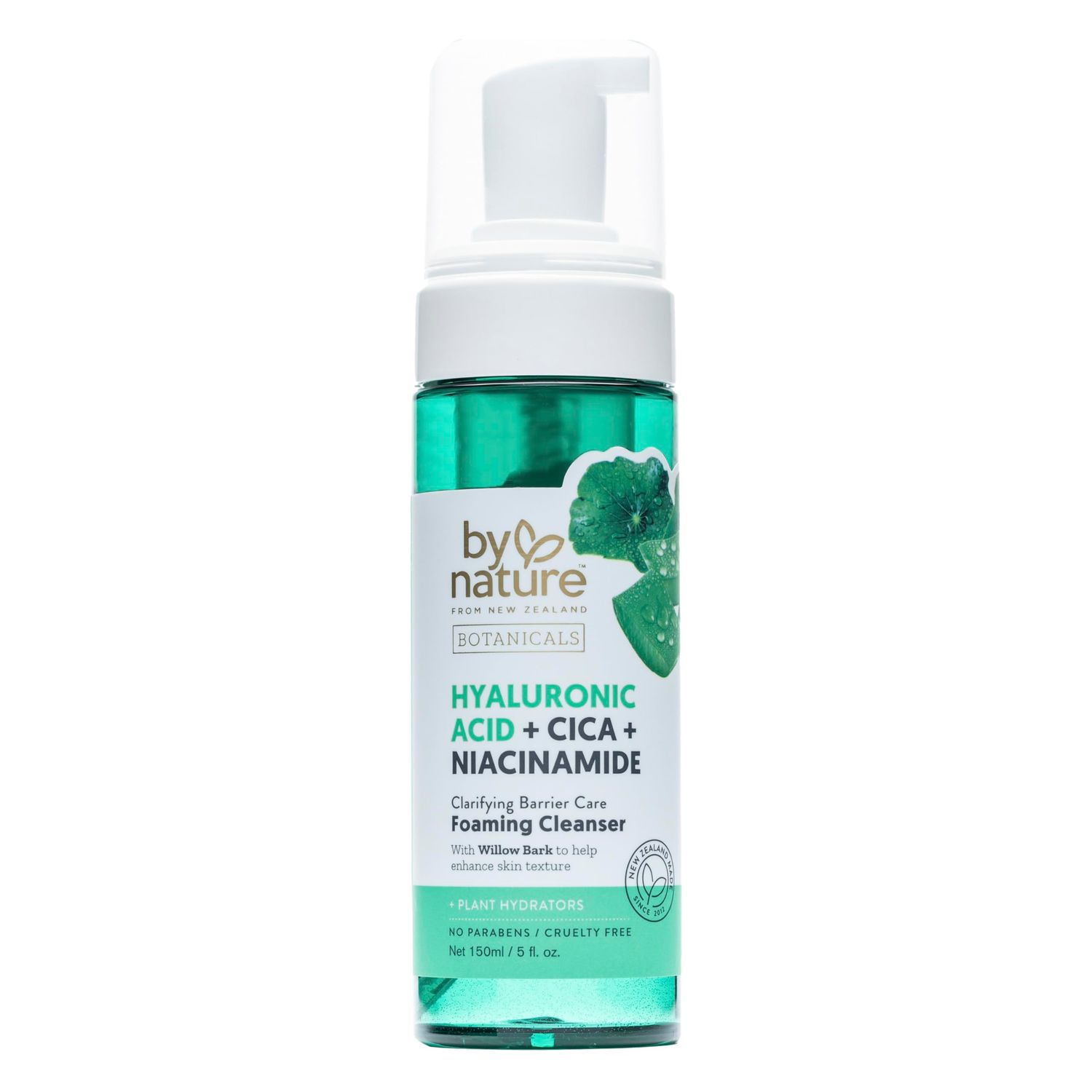 By Nature Foaming Cleanser with Hyaluronic Acid + Cica - Hydrating Face Cleanser For Bright and Fresh Skin - Skincare from New Zealand - 5 fl.oz